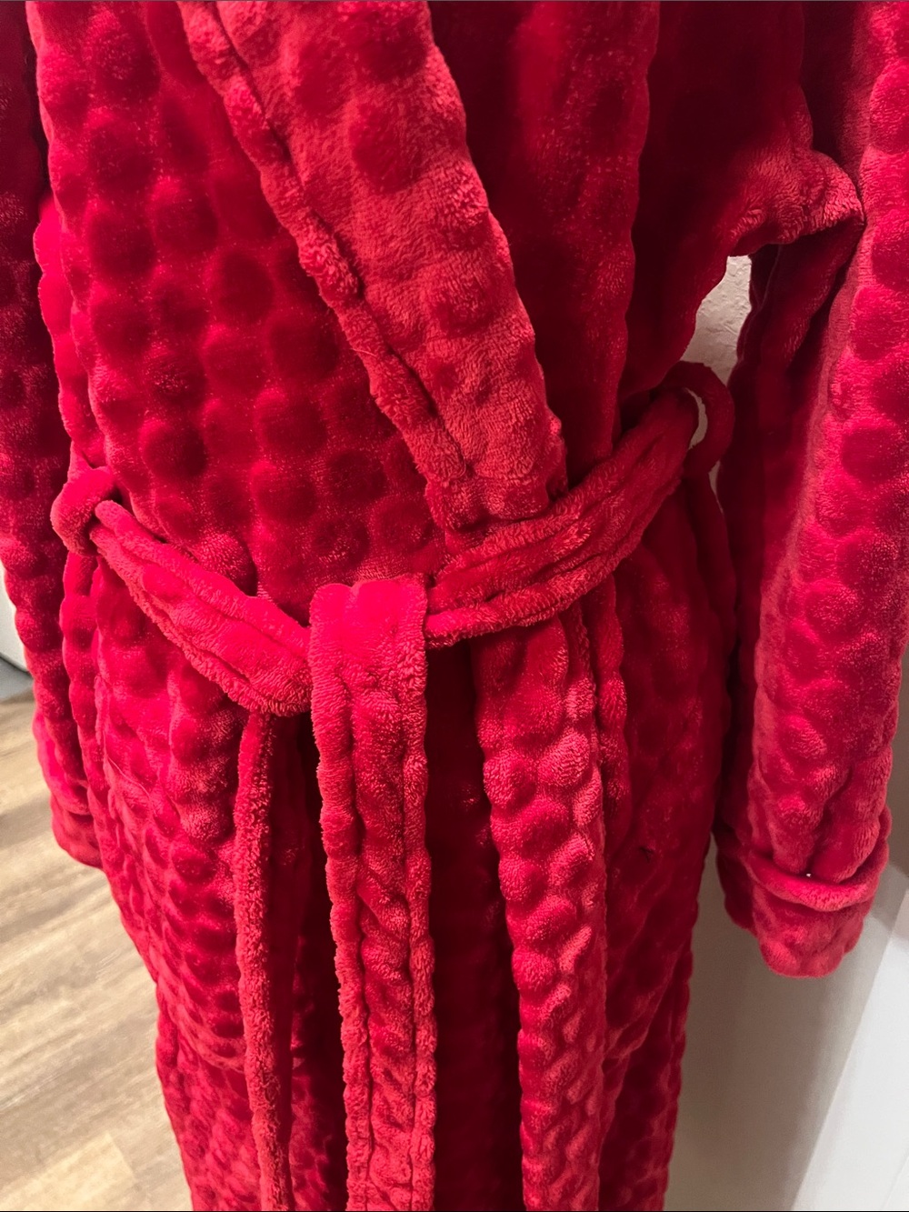 Vintage Jasmine Rose Red Plush Long Robe Coat - Picture 6 of 9